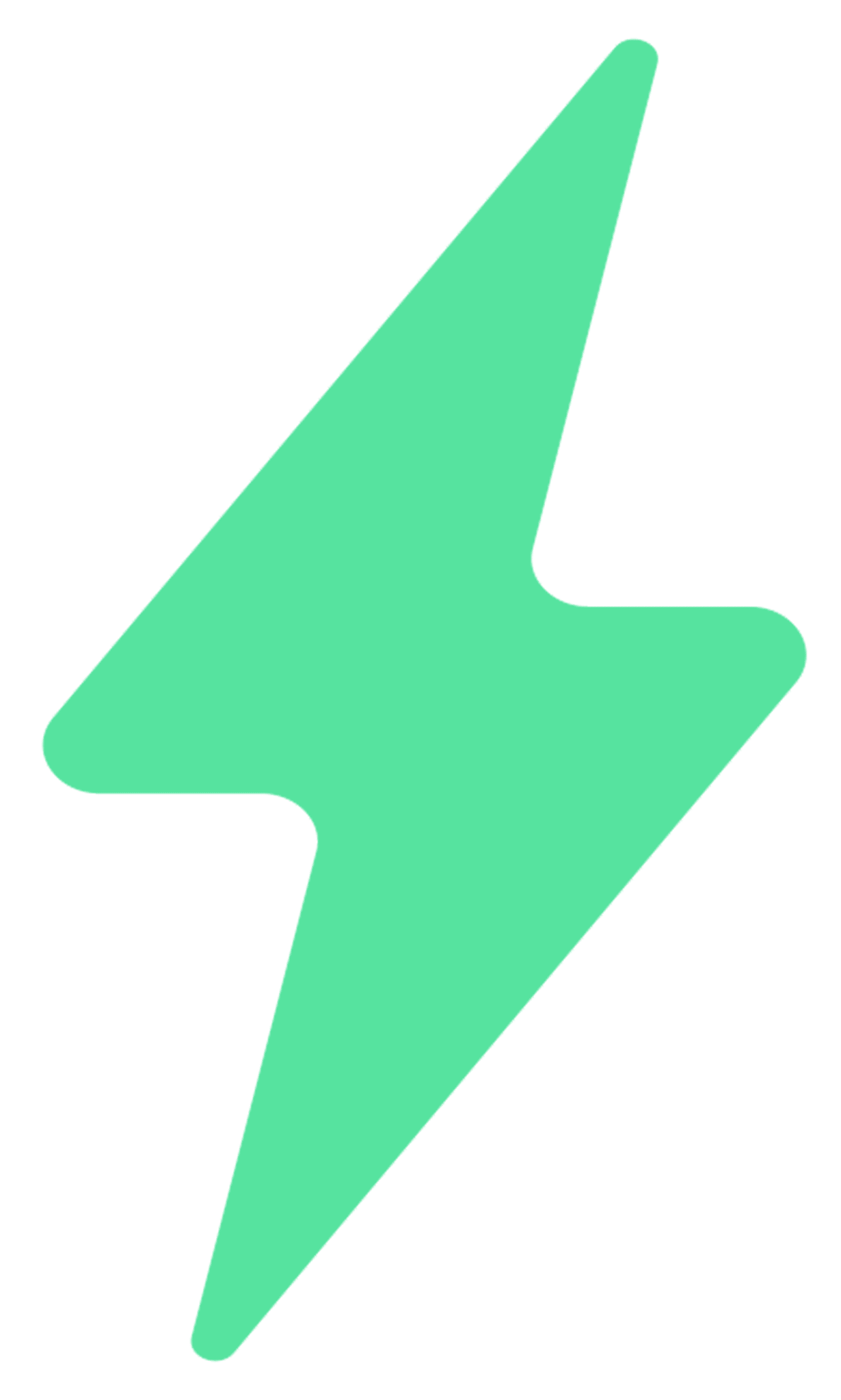 Green lightning bolt symbol on a transparent background.